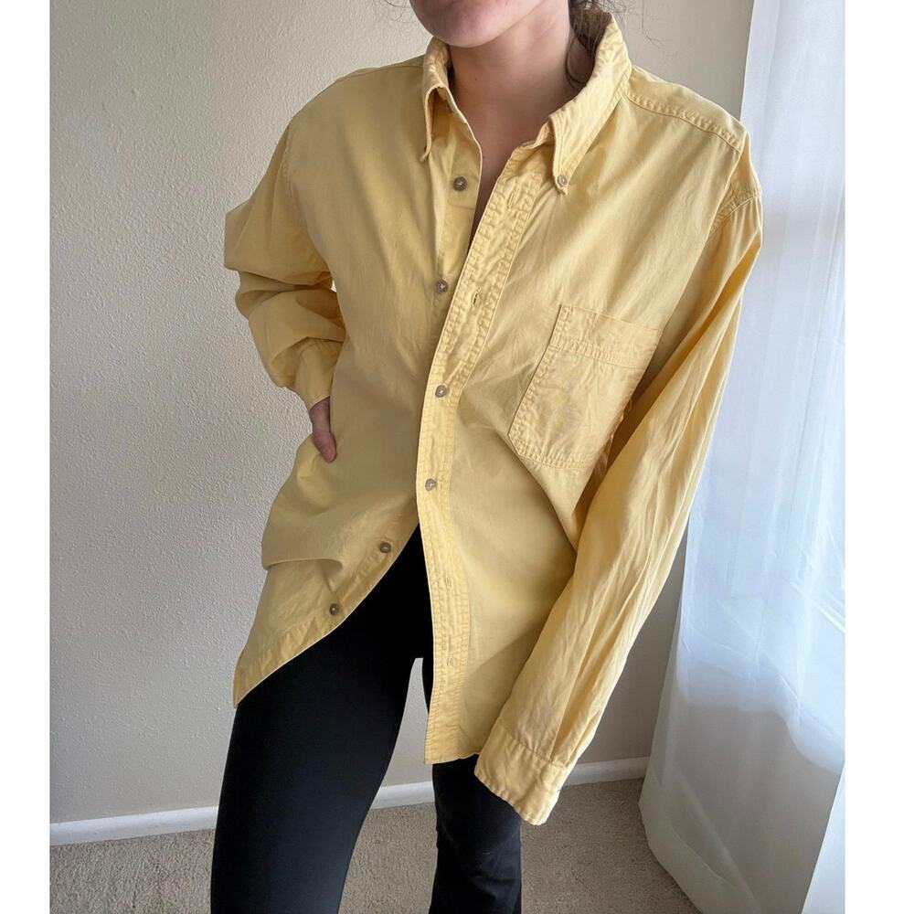 Eddie Bauer Butter Yellow Button Down collegiate vacation summer resort coastal